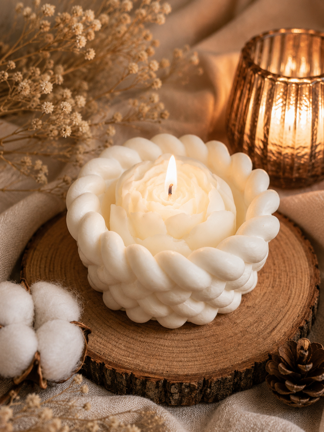 Mini Bougie en Céramique Artisanale — Senteur Fleur de Coton de Grasse