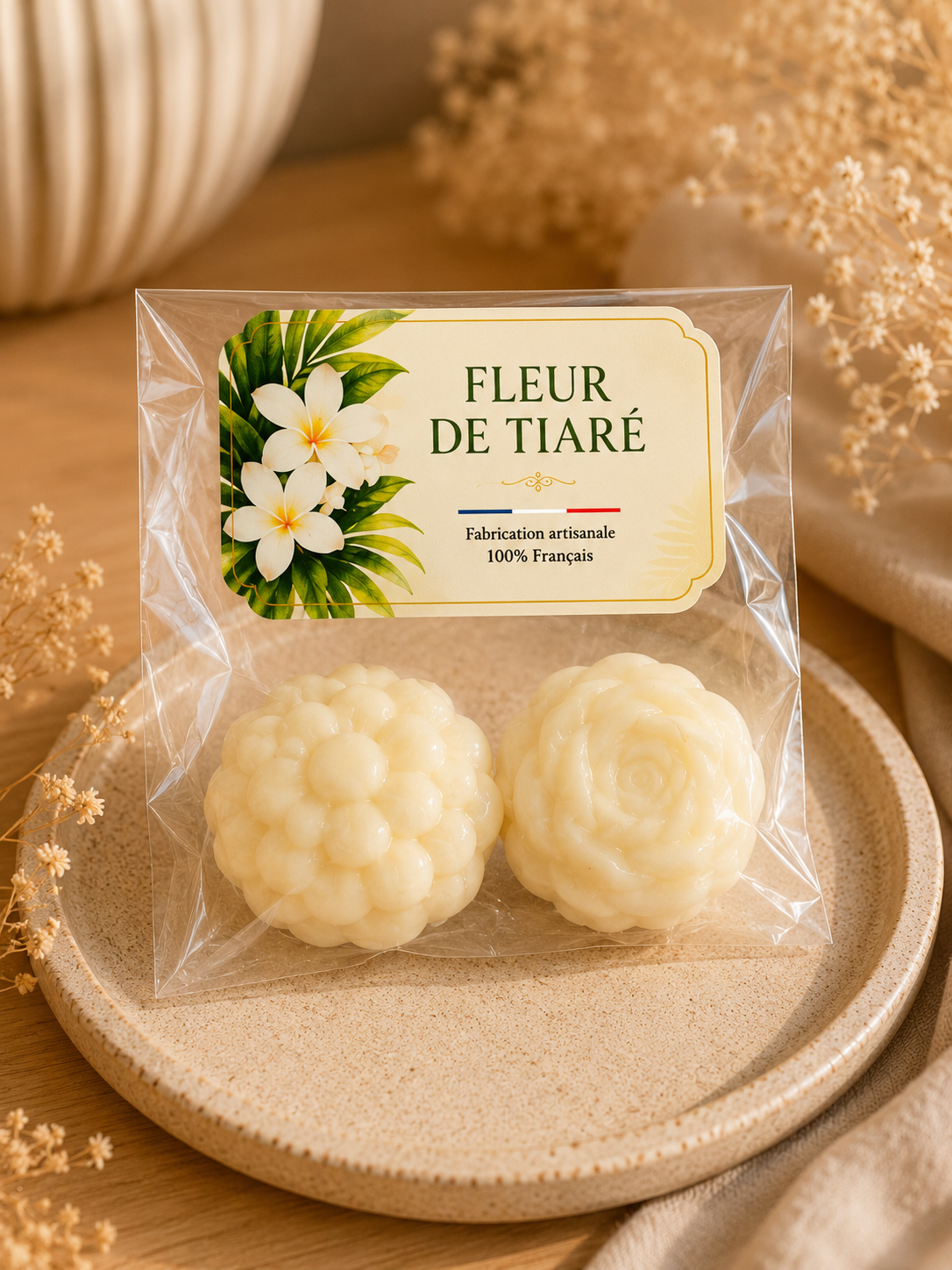 Lot de 2 Fondants en Cire de Soja — Parfum Fleur de Thiaré de Grasse