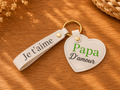 Porte-clefs cœur simili cuir – Papa d'amour je t'aime