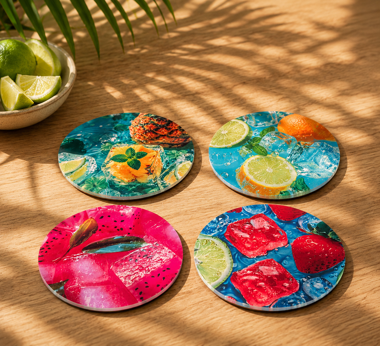 Set de 4 dessous de verre en liège – Fruits Glacés