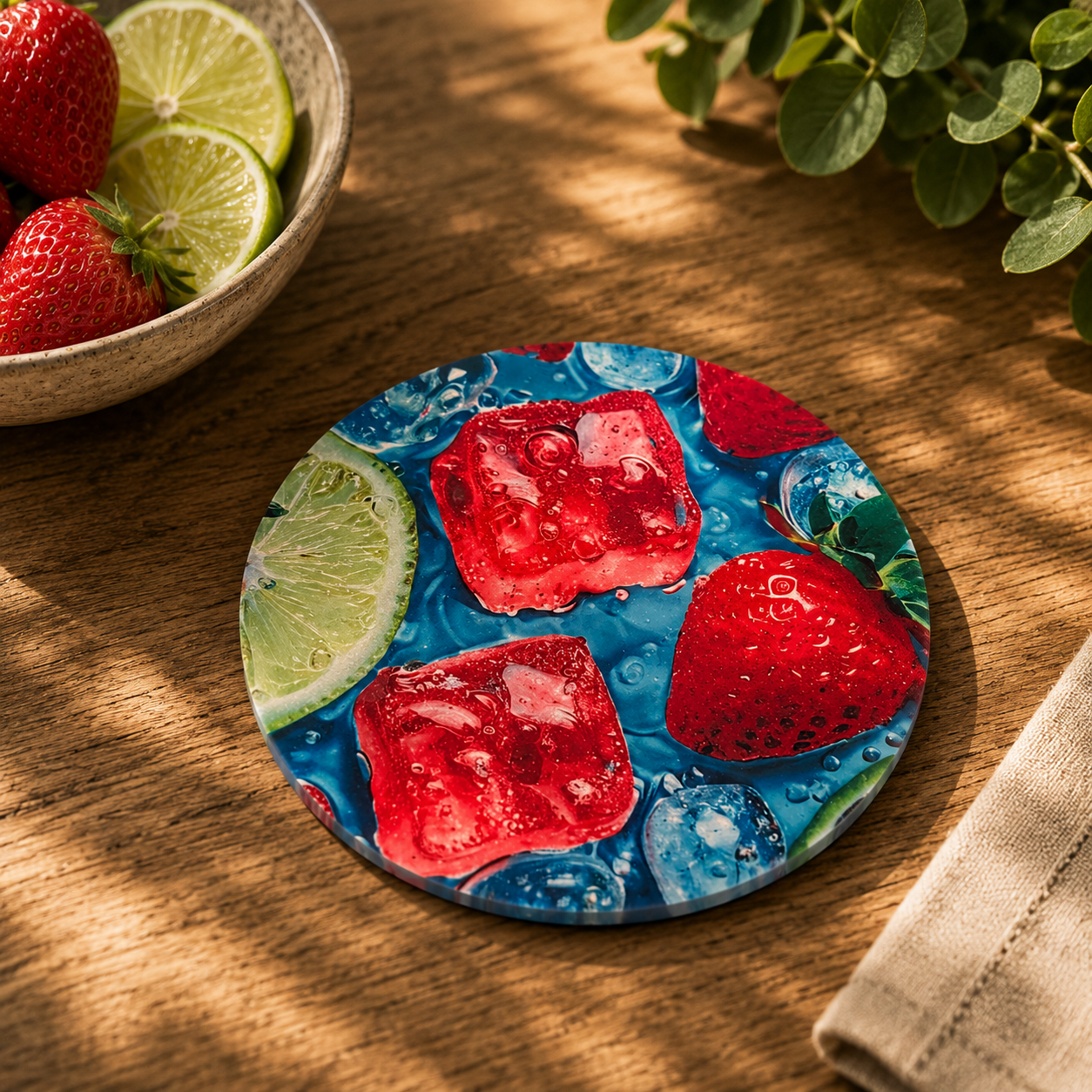 Dessous de verre en liège – Fraise & Glaçon