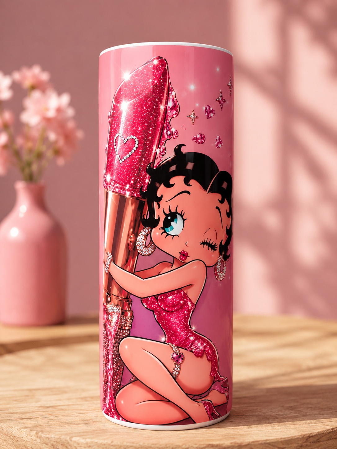 Gourde Acier Inoxydable - Theme Betty Boop Glamour - Paille et Goupillon