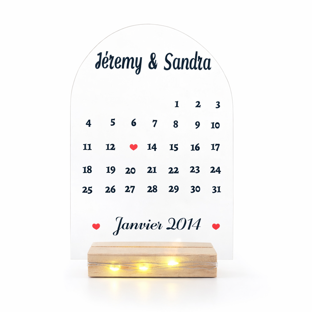 Plaque acrylique personnalisée — Calendrier de rencontre & dates importantes