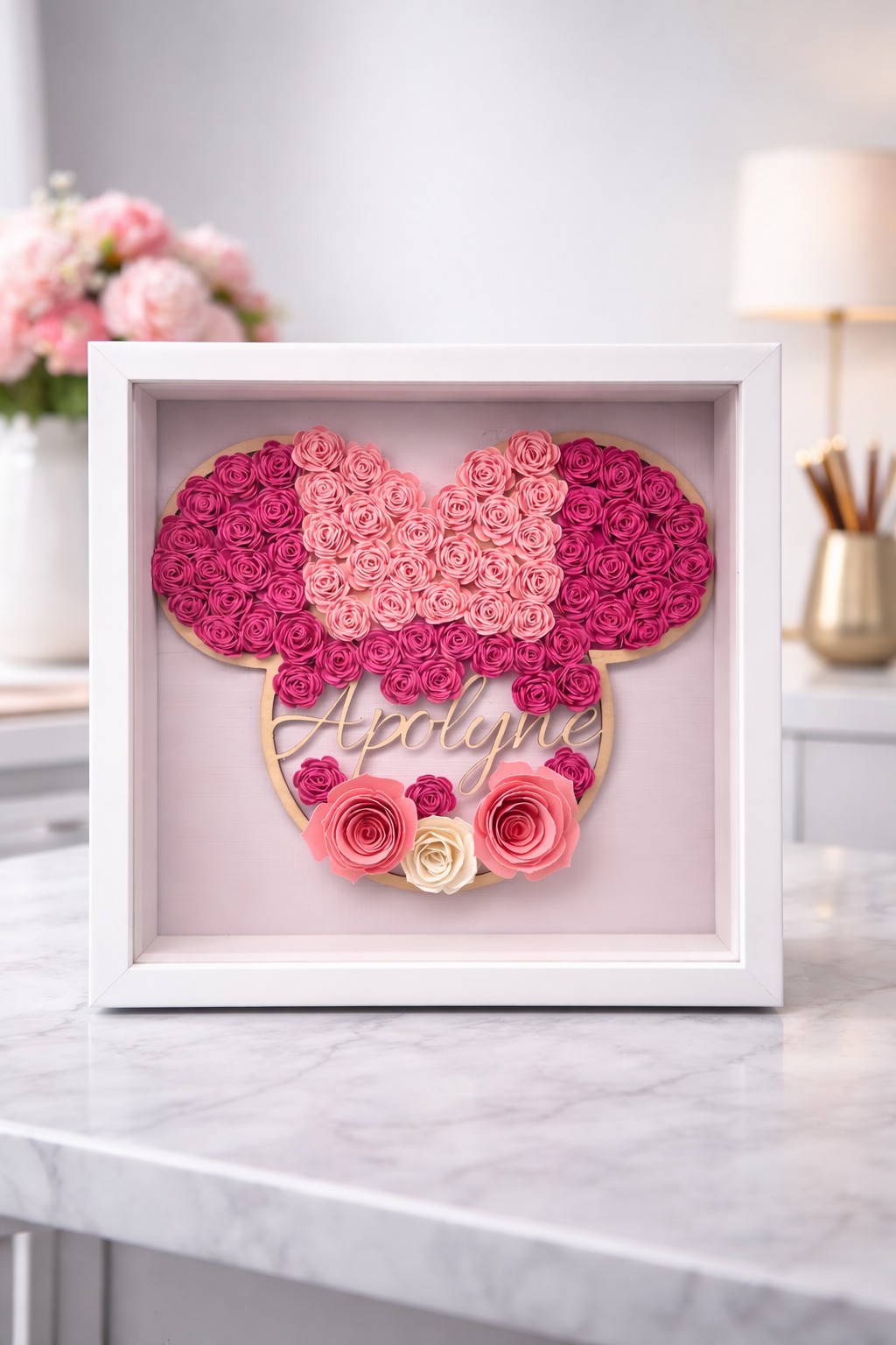 Cadre 3D fleuri fait main — 100% personnalisable