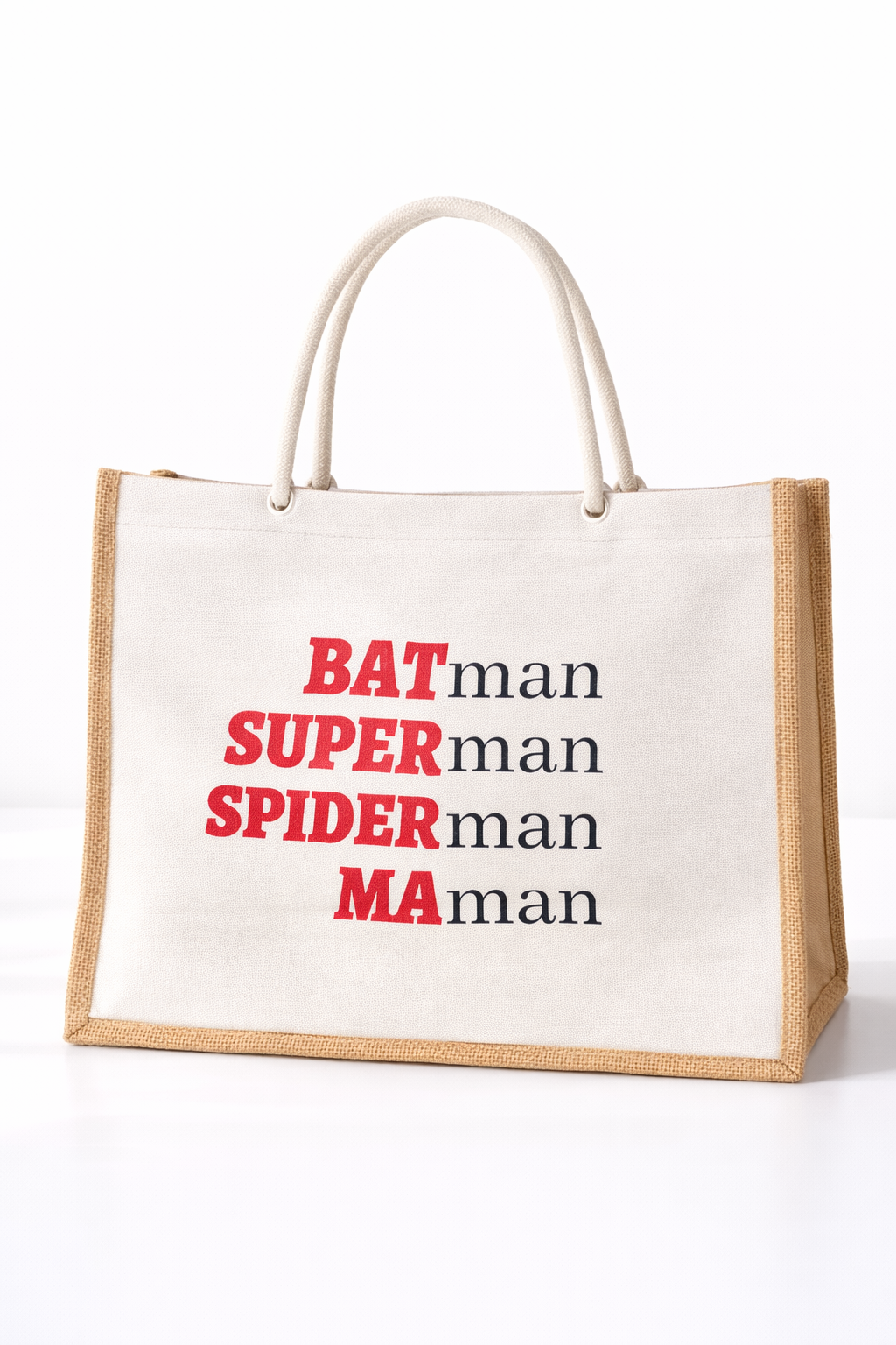Sac en Toile de Jute « Super Maman »