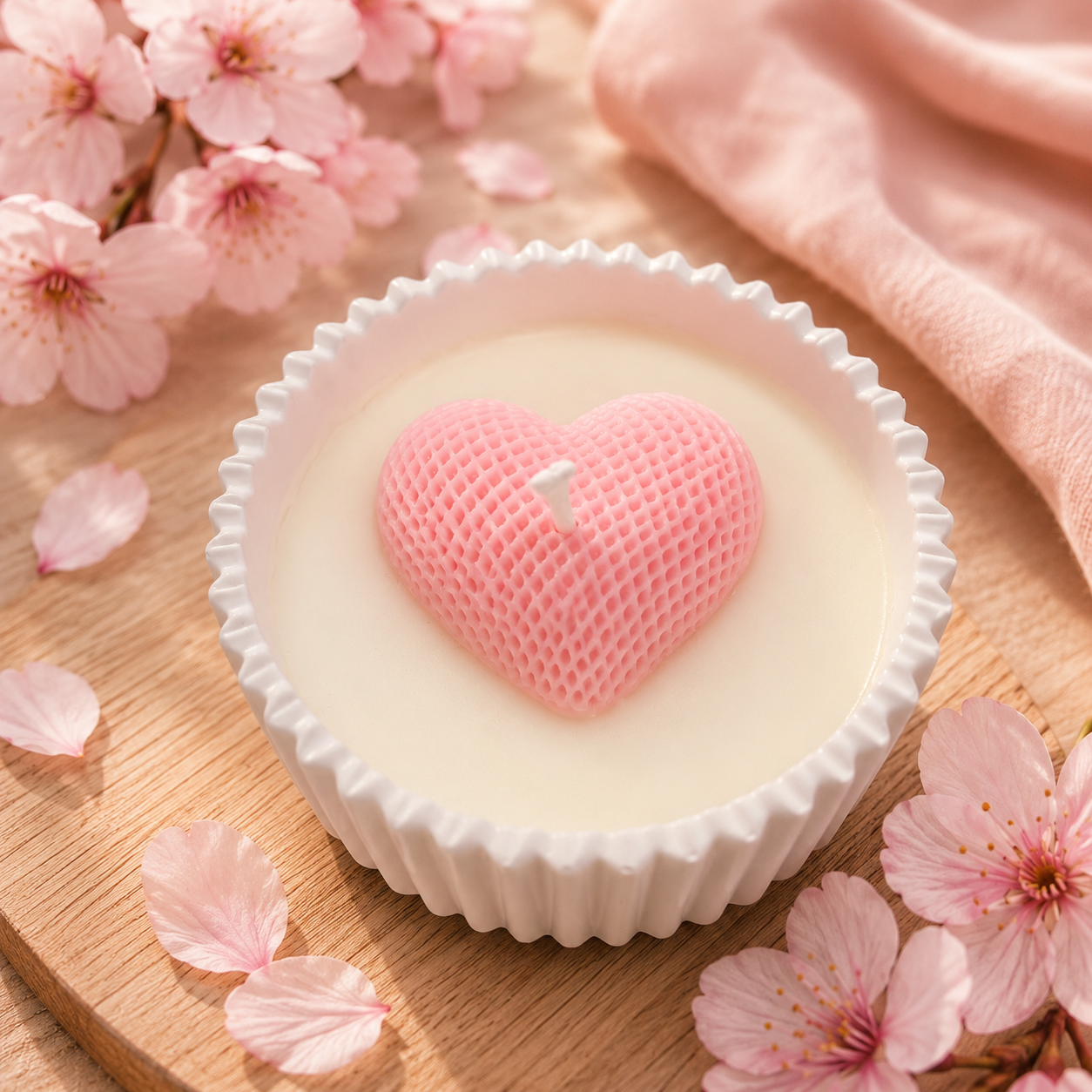 Bougie Cire de Soja – Pot Céramique & Décoration Sakura