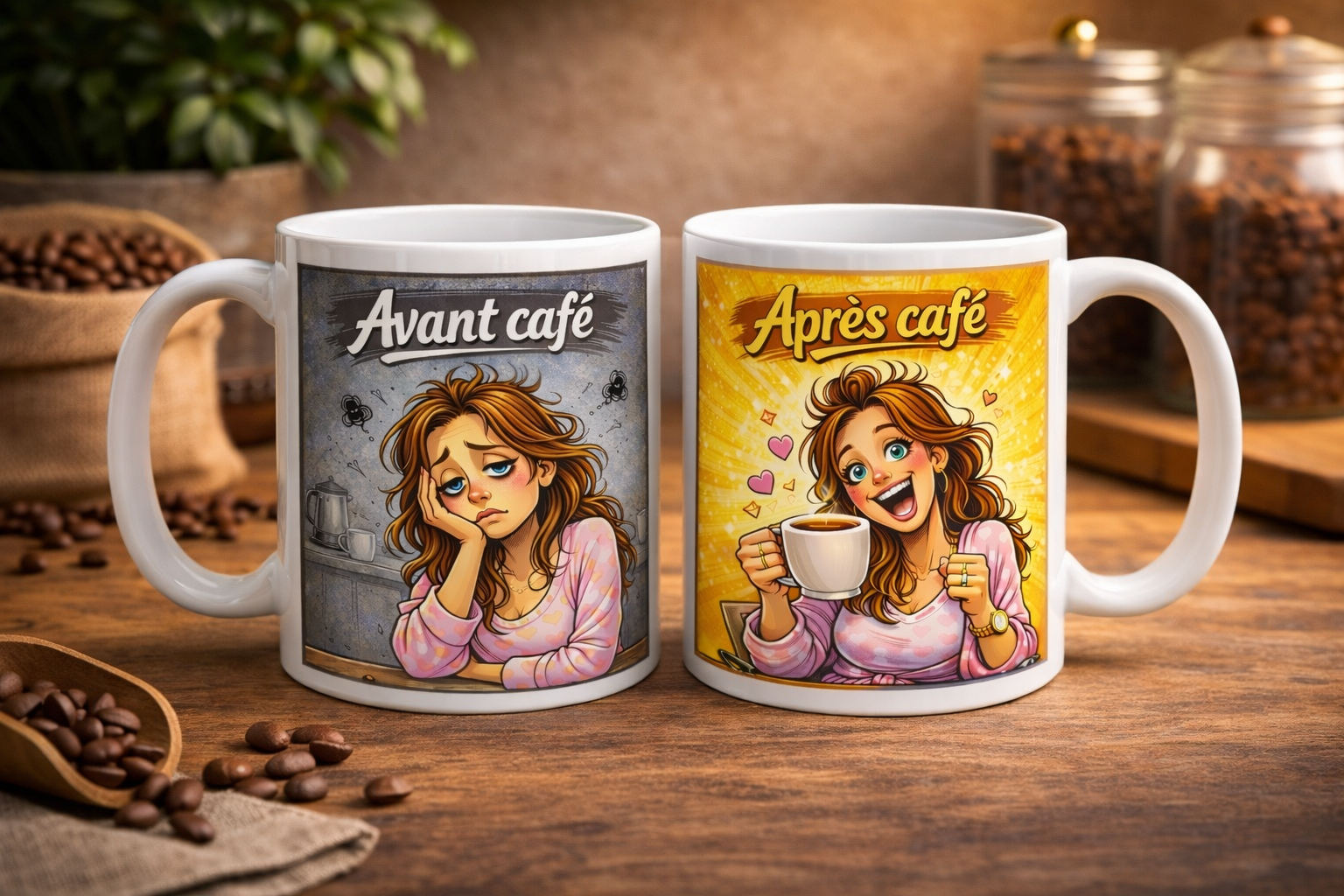 Tasse « Avant / Après Café »