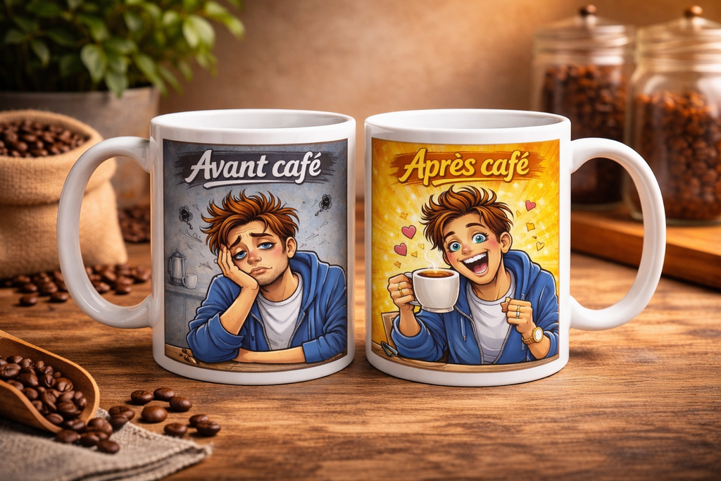Tasse « Avant / Après Café »